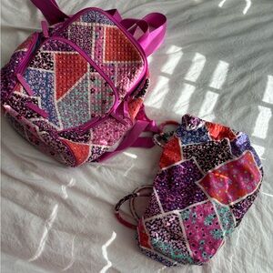 Vera Bradley Mini Backpack and Drawstring Bag Set